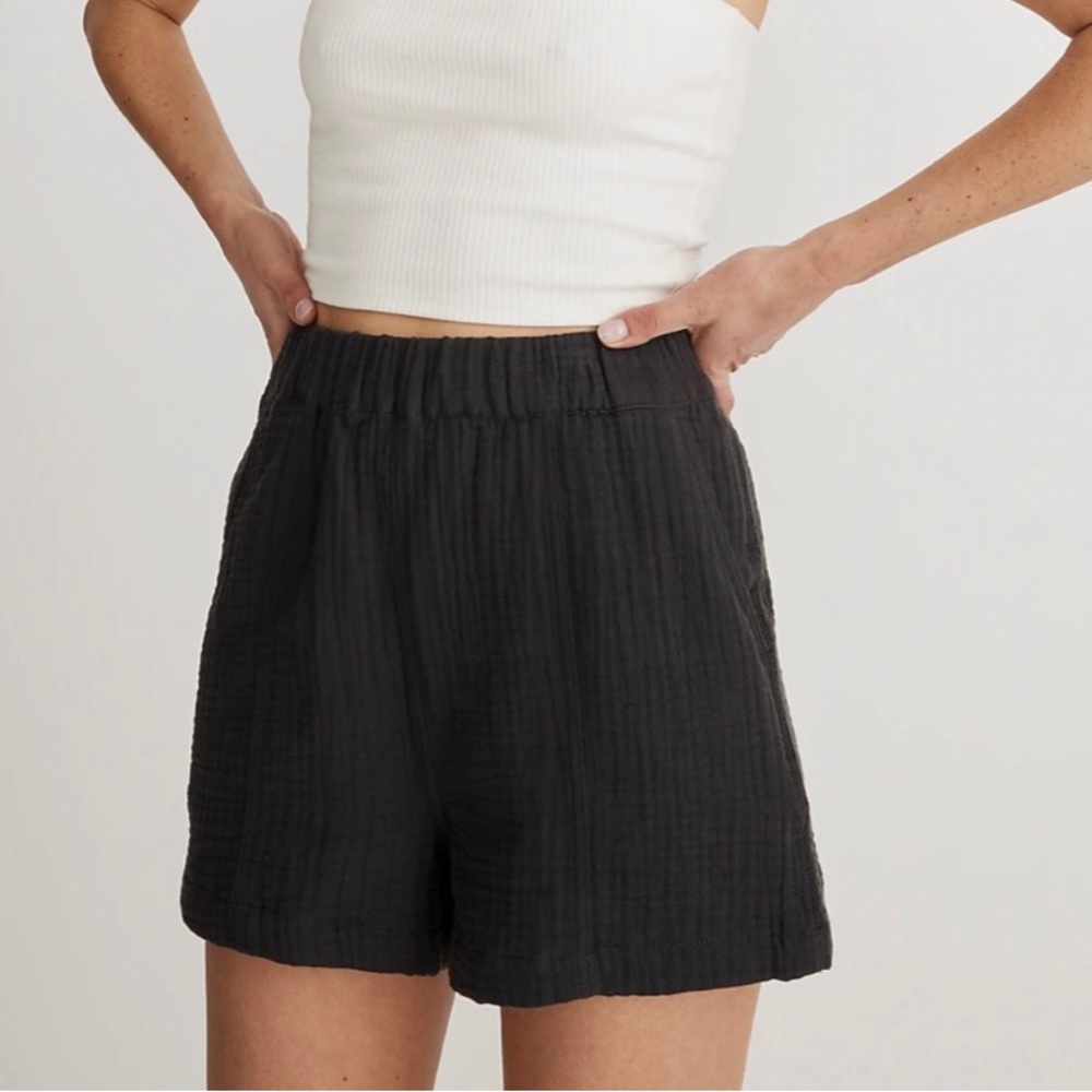 Madewell Easy Pull-On Shorts in Lightspun Black Coal NWT